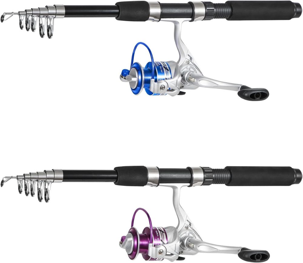 Fishing Pole Combo, 6.9ft 2Pcs Telescopic Rods Set, Collapsible Carbon Fiber Fishing Rods, 2PCS Spinning Reel Set with Carrier Bag Freshwater Fishing Rod and Reel Combos Kits - Image 2