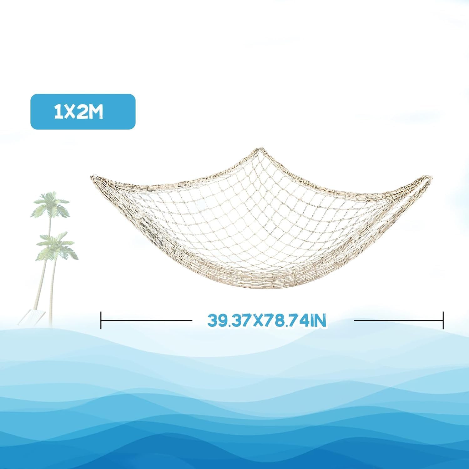 Sukh 2PCS Fish Net Decorative - Fish Net Decorations Decorative Netting Nautical Fishnet Table Runner Nets Netting Fishnet Ocean Party Rope Decoration - Image 2